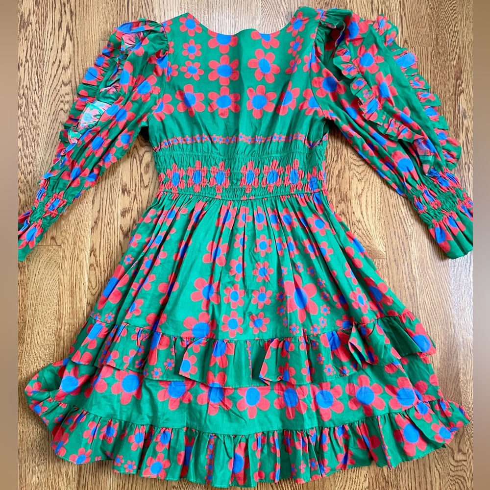Cynthia Rowley Spencer Smocked Mini Ruffle Dress - Size M - Picture 5 of 7